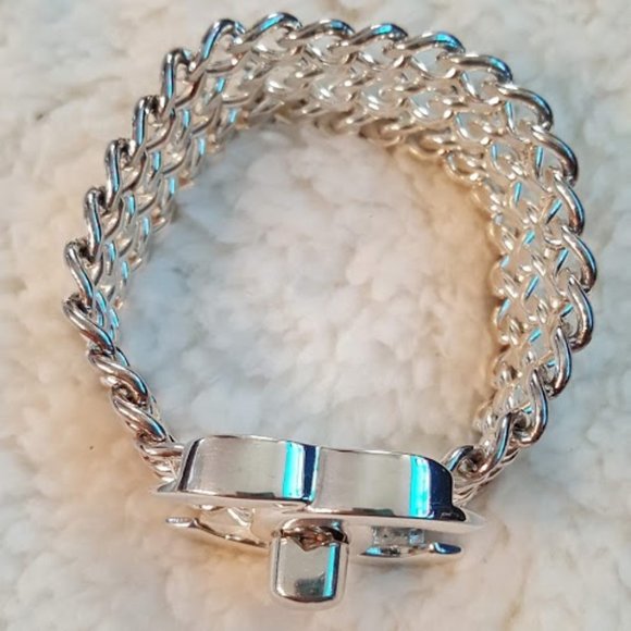 Chanel triple chain CC turn lock silver bracelet - Picture 10 of 15